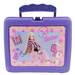 Vintage 90's Thermos Barbie Plastic Lunch Box Purple 1997 Retro Barbiecore
